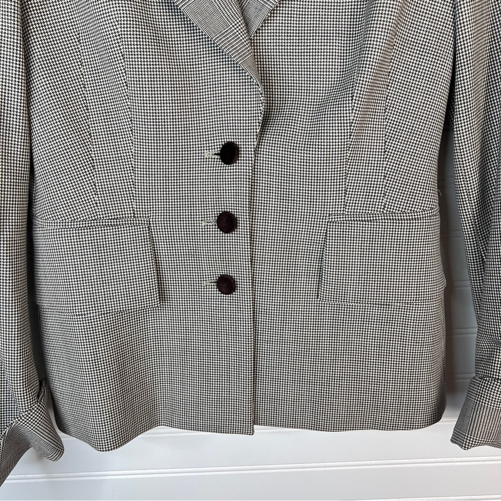 Escada Blazer Houndstooth Blazer Jacket Sz 34 Wool Office Clessic - Picture 3 of 16